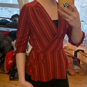 Red V-Neck Dress Top